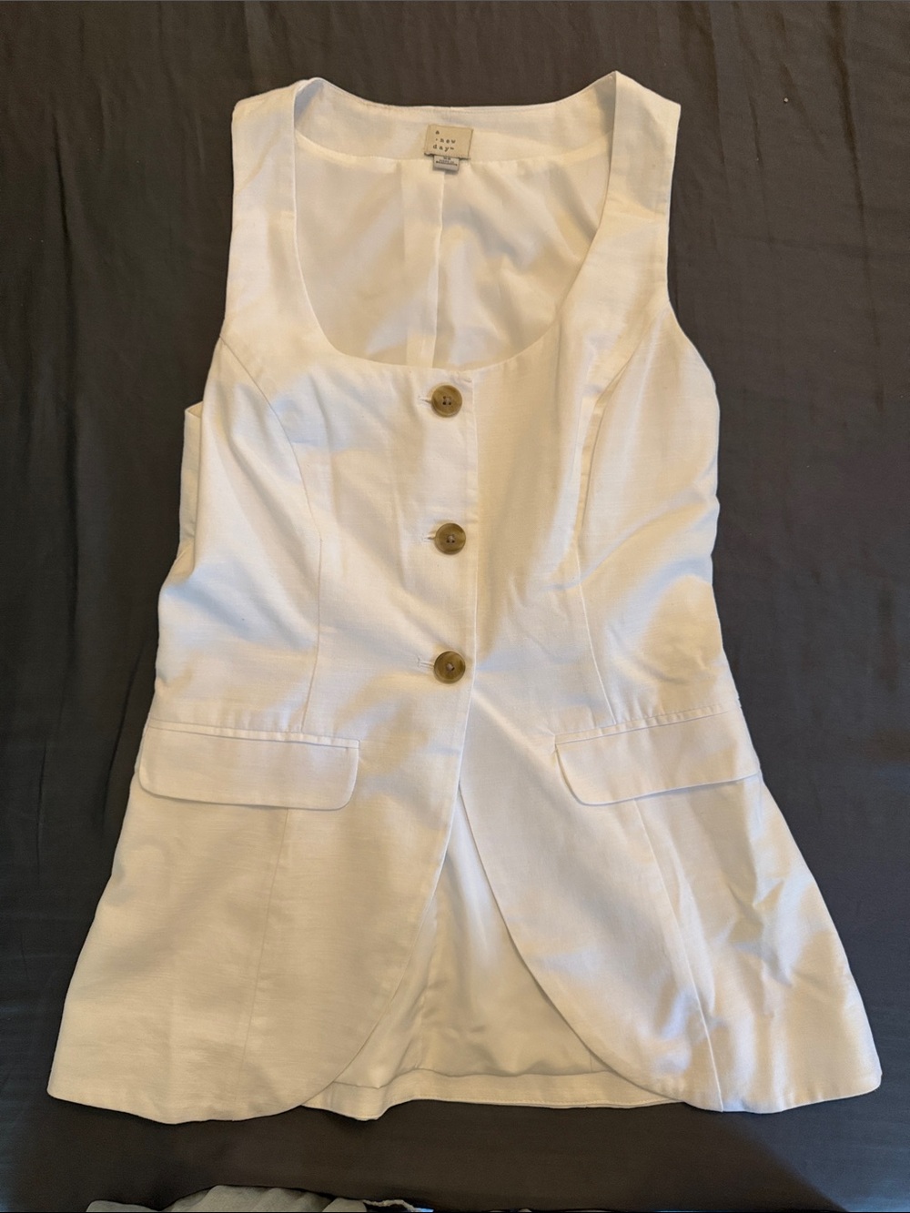 a new day White Sleeveless Button-Front Vest with Wooden Buttons.